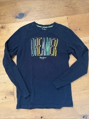 Pepe Jeans Navy Long Sleeve Tee with Multicolor DREAMER Graphic